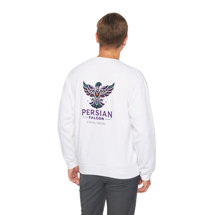 Personlised Unisex Heavy Blend™ Crewneck Sweatshirt. Modern Heritage Persian Shahbaz Falcon Design – Timeless Comfort & Style