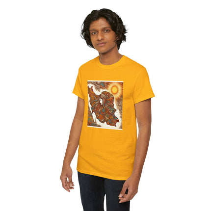 Personalised Persian Unisex T-Shirt – Rising Sun & Long Hair Design | Bohemian Freedom Culture Tee