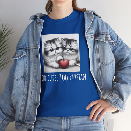 Cat Lover T-Shirt - Two Cute Persian Cats in Love with Red Heart