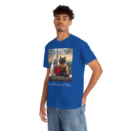 Cat Lover T-Shirt - Two Cute Persian Cats in Love with Red Heart