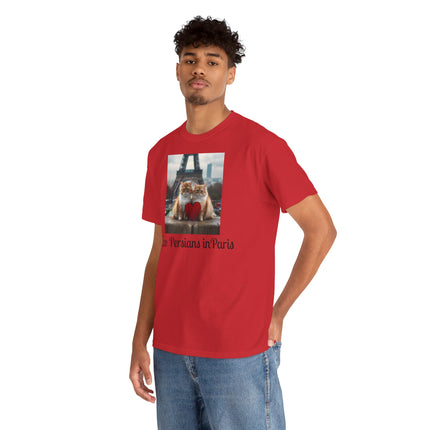 Cat Lover T-Shirt - Two Cute Persian Cats in Love with Red Heart