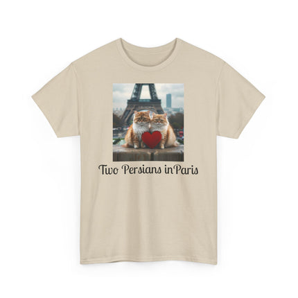Cat Lover T-Shirt - Two Cute Persian Cats in Love with Red Heart