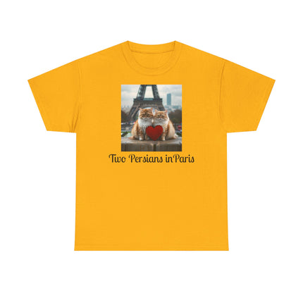 Cat Lover T-Shirt - Two Cute Persian Cats in Love with Red Heart