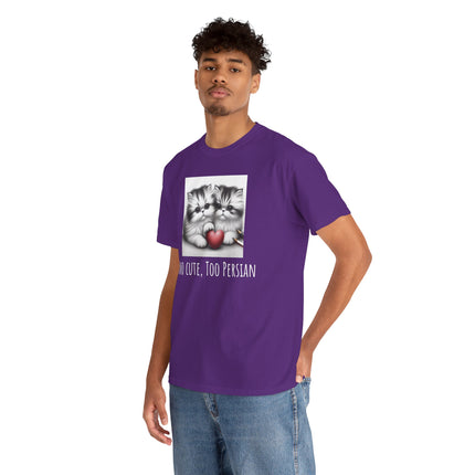 Cat Lover T-Shirt - Two Cute Persian Cats in Love with Red Heart