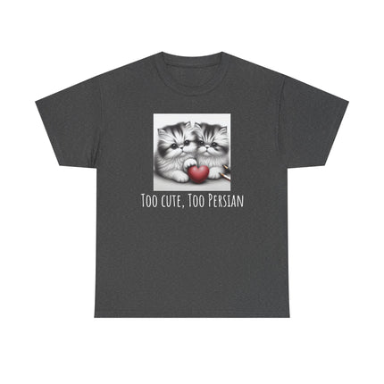 Cat Lover T-Shirt - Two Cute Persian Cats in Love with Red Heart