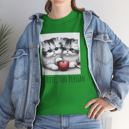 Cat Lover T-Shirt - Two Cute Persian Cats in Love with Red Heart