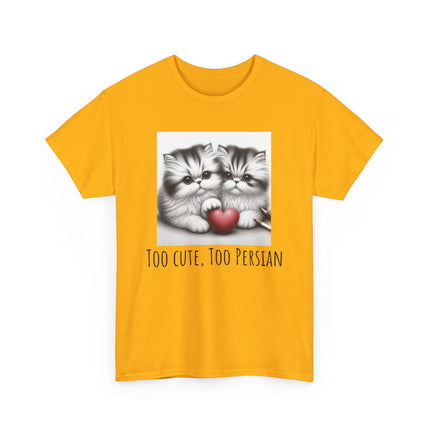 Cat Lover T-Shirt - Two Cute Persian Cats in Love with Red Heart