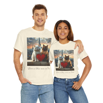 Cat Lover T-Shirt - Two Cute Persian Cats in Love with Red Heart