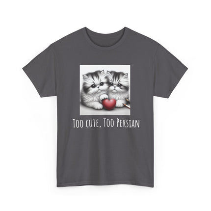 Cat Lover T-Shirt - Two Cute Persian Cats in Love with Red Heart