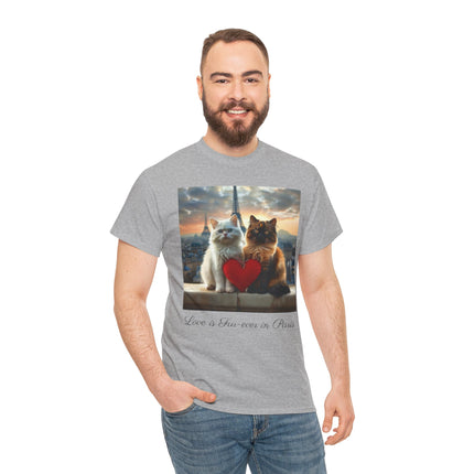 Cat Lover T-Shirt - Two Cute Persian Cats in Love with Red Heart