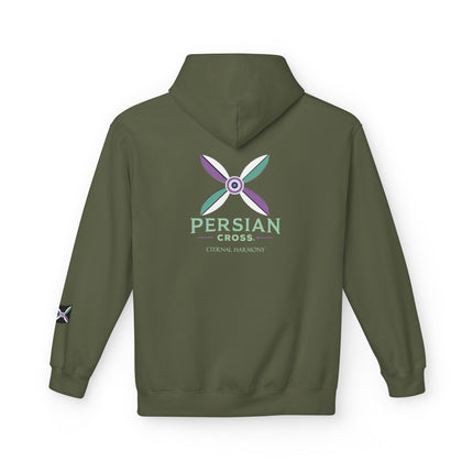Personilised Unisex Midweight sassanid Persian Cross Fleece Hoodie – Soft, Stylish & Timeless