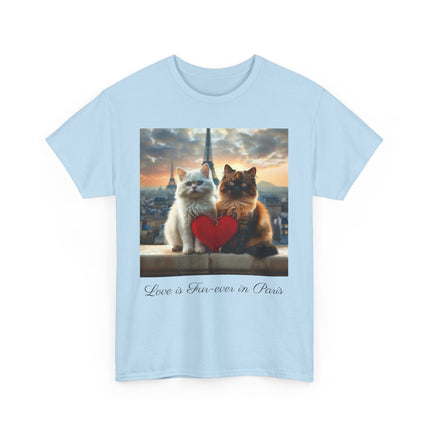 Cat Lover T-Shirt - Two Cute Persian Cats in Love with Red Heart
