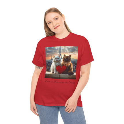 Cat Lover T-Shirt - Two Cute Persian Cats in Love with Red Heart