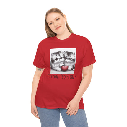 Cat Lover T-Shirt - Two Cute Persian Cats in Love with Red Heart