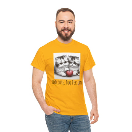 Cat Lover T-Shirt - Two Cute Persian Cats in Love with Red Heart