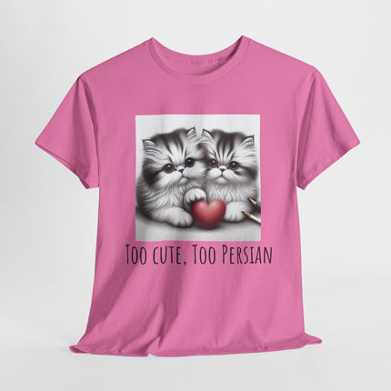 Cat Lover T-Shirt - Two Cute Persian Cats in Love with Red Heart