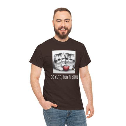 Cat Lover T-Shirt - Two Cute Persian Cats in Love with Red Heart