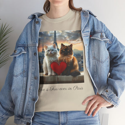 Cat Lover T-Shirt - Two Cute Persian Cats in Love with Red Heart