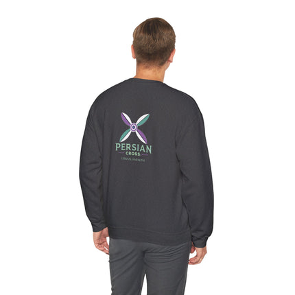 Personlised Unisex Heavy Blend™ Crewneck Sweatshirt. Modern Heritage Persian Cross Design – Timeless Comfort & Style