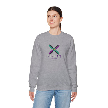 Personlised Unisex Heavy Blend™ Crewneck Sweatshirt. Modern Heritage Persian Cross Design – Timeless Comfort & Style