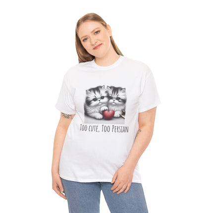 Cat Lover T-Shirt - Two Cute Persian Cats in Love with Red Heart