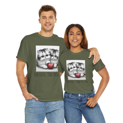 Cat Lover T-Shirt - Two Cute Persian Cats in Love with Red Heart