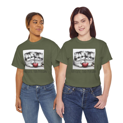 Cat Lover T-Shirt - Two Cute Persian Cats in Love with Red Heart