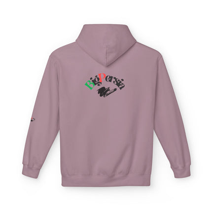 Personalised Casual Unisex Fleece Hoodie with Bold Graphic Print. BigPersia Design. Triple Print.