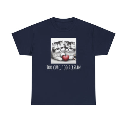 Cat Lover T-Shirt - Two Cute Persian Cats in Love with Red Heart