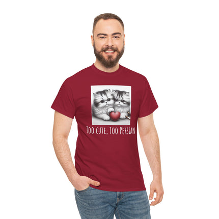 Cat Lover T-Shirt - Two Cute Persian Cats in Love with Red Heart