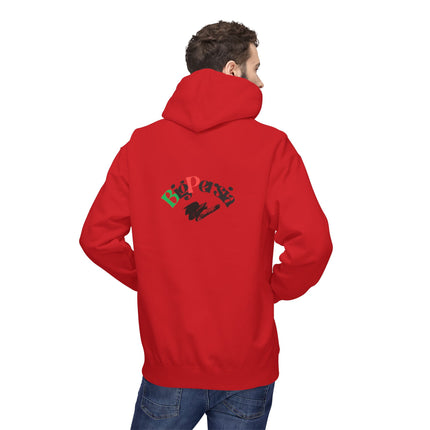 Personalised Casual Unisex Fleece Hoodie with Bold Graphic Print. BigPersia Design. Triple Print.