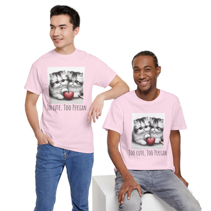 Cat Lover T-Shirt - Two Cute Persian Cats in Love with Red Heart
