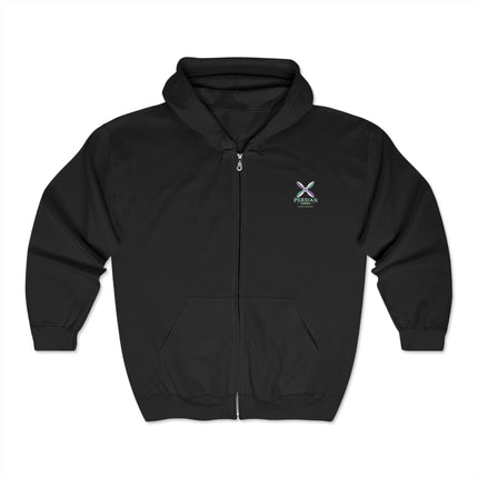 Personalised Unisex Heavy Blend™ Full Zip Hooded Sweatshirt. Modern Persian Sassanid CrossDesign.