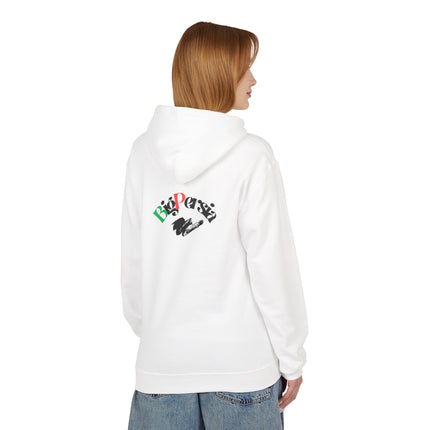 Personalised Casual Unisex Fleece Hoodie with Bold Graphic Print. BigPersia Design. Triple Print.