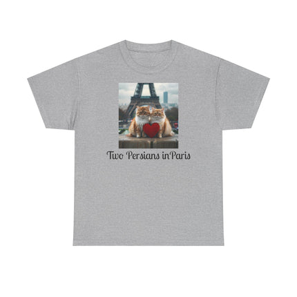 Cat Lover T-Shirt - Two Cute Persian Cats in Love with Red Heart