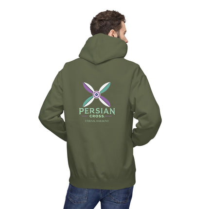 Personilised Unisex Midweight sassanid Persian Cross Fleece Hoodie – Soft, Stylish & Timeless