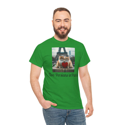 Cat Lover T-Shirt - Two Cute Persian Cats in Love with Red Heart