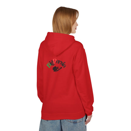 Personalised Casual Unisex Fleece Hoodie with Bold Graphic Print. BigPersia Design. Triple Print.
