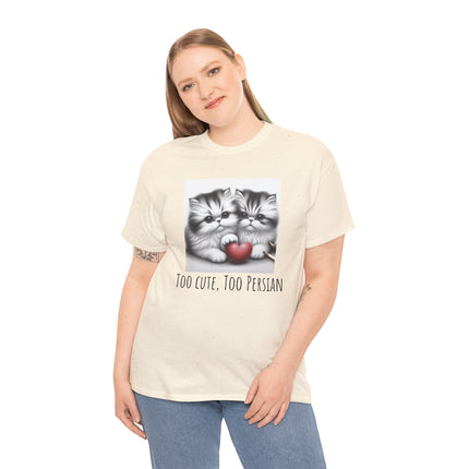 Cat Lover T-Shirt - Two Cute Persian Cats in Love with Red Heart