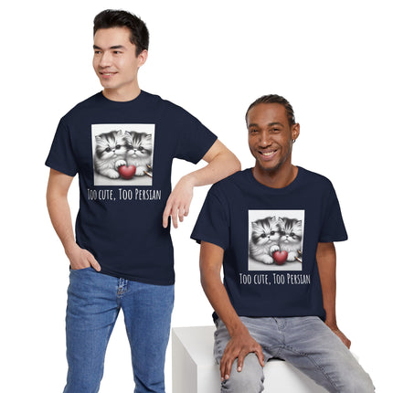 Cat Lover T-Shirt - Two Cute Persian Cats in Love with Red Heart