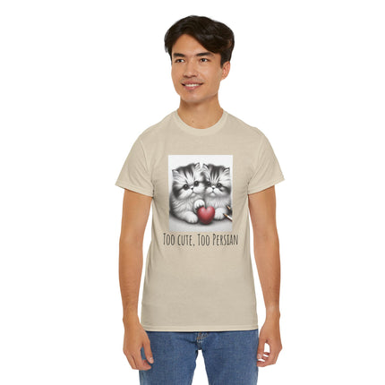 Cat Lover T-Shirt - Two Cute Persian Cats in Love with Red Heart