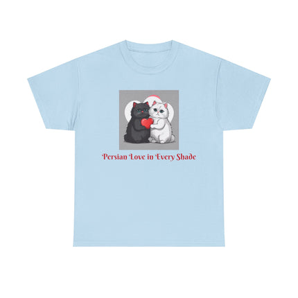 Cat Lover T-Shirt - Two Cute Persian Cats in Love with Red Heart