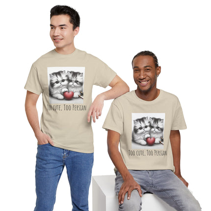 Cat Lover T-Shirt - Two Cute Persian Cats in Love with Red Heart
