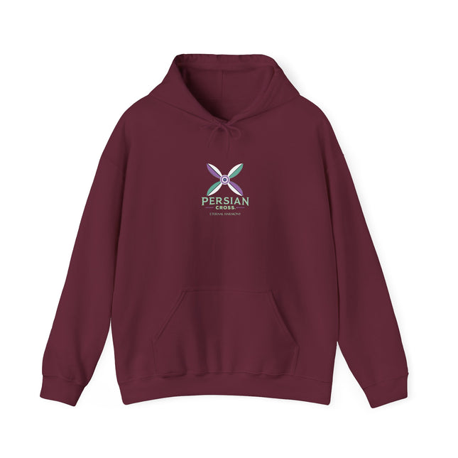 Personalized Unisex Heavy Blend Hooded Sweatshirt – Ancient Persia Sassanid Derafsh Cross Design