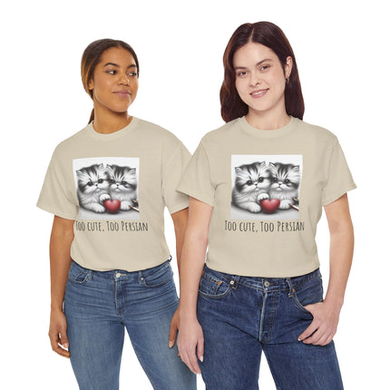 Cat Lover T-Shirt - Two Cute Persian Cats in Love with Red Heart