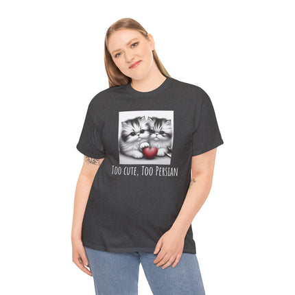 Cat Lover T-Shirt - Two Cute Persian Cats in Love with Red Heart