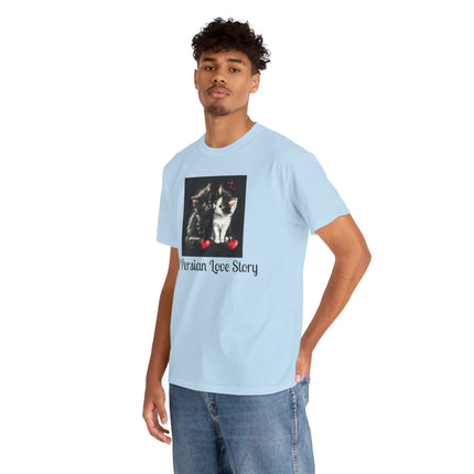 Cat Lover T-Shirt - Two Cute Persian Cats in Love with Red Heart