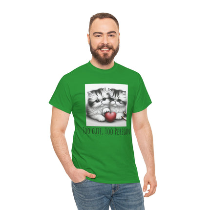 Cat Lover T-Shirt - Two Cute Persian Cats in Love with Red Heart