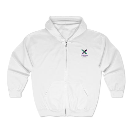 Personalised Unisex Heavy Blend™ Full Zip Hooded Sweatshirt. Modern Persian Sassanid CrossDesign.