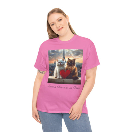 Cat Lover T-Shirt - Two Cute Persian Cats in Love with Red Heart